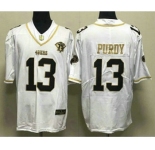 Men's San Francisco 49ers #13 Brock Purdy Black Gold With 75th Anniversary Patch Stitched Jersey