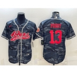 Men's San Francisco 49ers #13 Brock Purdy Grey Camo With Patch Cool Base Stitched Baseball Jersey