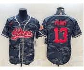 Men's San Francisco 49ers #13 Brock Purdy Grey Camo With Patch Cool Base Stitched Baseball Jersey