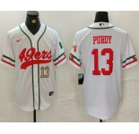 Men's San Francisco 49ers #13 Brock Purdy Number White Mexico Cool Base Stitched Baseball Jersey