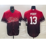 Men's San Francisco 49ers #13 Brock Purdy Red Black Stitched Baseball Jersey