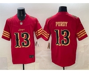 Men's San Francisco 49ers #13 Brock Purdy Red Gold 2025 F.U.S.E. “Rivalries” Vapor Limited Football Stitched Jersey