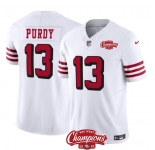 Men's San Francisco 49ers #13 Brock Purdy White 2023 F.U.S.E. NFC West Champions Patch Alternate Football Stitched Jersey