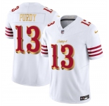 Men's San Francisco 49ers #13 Brock Purdy White Gold 2025 F.U.S.E. “Rivalries” Vapor Limited Football Stitched Jersey