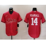 Men's San Francisco 49ers #14 Ricky Pearsall Red Pinstripe With Patch Cool Base Stitched Baseball Jersey