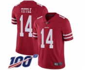 Men's San Francisco 49ers #14 Y.A. Tittle Red Team Color Vapor Untouchable Limited Player 100th Season Football Jersey