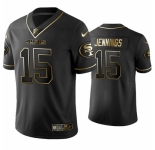 Mens San Francisco 49ers #15 Jauan Jennings Nike Black Golden Edition Vapor Limited Jersey