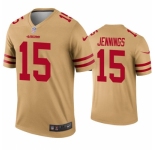 Mens San Francisco 49ers #15 Jauan Jennings Nike Gold Inverted Limited Player Jersey