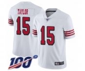 Men's San Francisco 49ers #15 Trent Taylor Limited White Rush Vapor Untouchable 100th Season Football Jersey