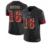 Men's San Francisco 49ers #16 Joe Montana Black 2025 F.U.S.E. “Rivalries” Vapor Limited Football Stitched Jersey
