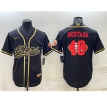 Men's San Francisco 49ers #16 Joe Montana Black Gold Team Big Logo With Patch Cool Base Stitched Baseball Jersey