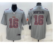Men's San Francisco 49ers #16 Joe Montana LOGO Grey Atmosphere Fashion 2022 Vapor Untouchable Stitched Limited Jersey