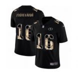 Men's San Francisco 49ers #16 Joe Montana Limited Black Statue of Liberty Football Jersey