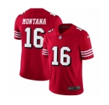 Men's San Francisco 49ers #16 Joe Montana Limited Red Rush Vapor Untouchable Football Jerseys