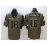 Men's San Francisco 49ers #16 Joe Montana Nike Olive 2021 Salute To Service Limited Player Jersey