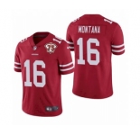 Men's San Francisco 49ers #16 Joe Montana Red 2021 75th Anniversary Vapor Untouchable Limited Stitched Football Jersey