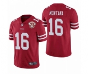Men's San Francisco 49ers #16 Joe Montana Red 2021 75th Anniversary Vapor Untouchable Limited Stitched Football Jersey
