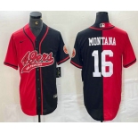 Men's San Francisco 49ers #16 Joe Montana Red Black Two Tone Cool Base Stitched Baseball Jersey