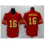 Men's San Francisco 49ers #16 Joe Montana Red Gold Untouchable Limited Jersey