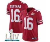 Men's San Francisco 49ers #16 Joe Montana Red Team Color Vapor Untouchable Limited Player Super Bowl LIV Bound Football Jersey