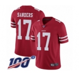 Men's San Francisco 49ers #17 Emmanuel Sanders Red Team Color Vapor Untouchable Limited Player 100th Season Football Jersey