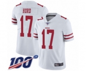 Men's San Francisco 49ers #17 Jalen Hurd White Vapor Untouchable Limited Player 100th Season Football Jersey