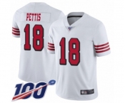Men's San Francisco 49ers #18 Dante Pettis Limited White Rush Vapor Untouchable 100th Season Football Jersey