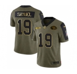 Men's San Francisco 49ers #19 Deebo Samuel 2021 Olive Camo Salute To Service Golden Limited Stitched Football Jersey