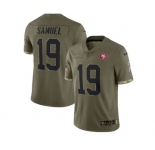 Men's San Francisco 49ers #19 Deebo Samuel 2022 Olive Salute To Service Limited Stitched Jersey