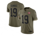 Men's San Francisco 49ers #19 Deebo Samuel 2022 Olive Salute To Service Limited Stitched Jersey