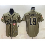 Men's San Francisco 49ers #19 Deebo Samuel 2022 Olive Salute to Service Cool Base Stitched Baseball Jersey