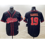Men's San Francisco 49ers #19 Deebo Samuel Black Red With Patch Cool Base Stitched Baseball Jersey