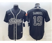Men's San Francisco 49ers #19 Deebo Samuel Black Reflective With Patch Cool Base Stitched Baseball Jersey