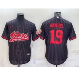 Men's San Francisco 49ers #19 Deebo Samuel Black With Patch Cool Base Stitched Baseball Jersey