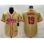 Men's San Francisco 49ers #19 Deebo Samuel Gold Color Rush With Patch Cool Base Stitched Baseball Jersey