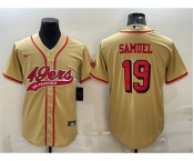 Men's San Francisco 49ers #19 Deebo Samuel Gold Color Rush With Patch Cool Base Stitched Baseball Jersey
