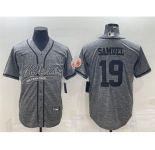 Men's San Francisco 49ers #19 Deebo Samuel Gray With Patch Cool Base Stitched Baseball Jersey
