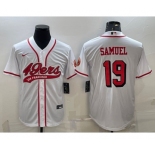Men's San Francisco 49ers #19 Deebo Samuel New White With Patch Cool Base Stitched Baseball Jersey