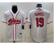 Men's San Francisco 49ers #19 Deebo Samuel New White With Patch Cool Base Stitched Baseball Jersey