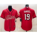 Men's San Francisco 49ers #19 Deebo Samuel Red Color Rush With Patch Cool Base Stitched Baseball Jersey