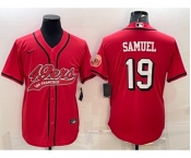 Men's San Francisco 49ers #19 Deebo Samuel Red Color Rush With Patch Cool Base Stitched Baseball Jersey