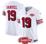 Men's San Francisco 49ers #19 Deebo Samuel White 2023 F.U.S.E. NFC West Champions Patch Alternate Football Stitched Jersey