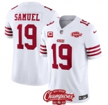 Men's San Francisco 49ers #19 Deebo Samuel White 2023 F.U.S.E. With 1-star C Ptach And NFC West Champions Patch Football Stitched Jersey