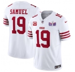 Men's San Francisco 49ers #19 Deebo Samuel White 2024 F.U.S.E. Super Bowl LVIII Patch And 1-star C Patch Vapor Untouchable Limited Football Stitched Jersey