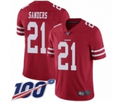 Men's San Francisco 49ers #21 Deion Sanders Red Team Color Vapor Untouchable Limited Player 100th Season Football Jersey
