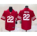 Men's San Francisco 49ers #22 Matt Breida 2022 New Red Vapor Untouchable Stitched Jersey