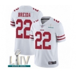 Men's San Francisco 49ers #22 Matt Breida White Vapor Untouchable Limited Player Super Bowl LIV Bound Football Jersey