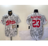 Men's San Francisco 49ers #23 Christian McCaffrey Arctic Camo 2024 Salute to Service Stitched Baseball Jerseys