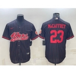 Men's San Francisco 49ers #23 Christian McCaffrey Black With Patch Cool Base Stitched Baseball Jersey