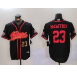 Men's San Francisco 49ers #23 Christian McCaffrey Black With Patch Cool Base Stitched Baseball Jerseys